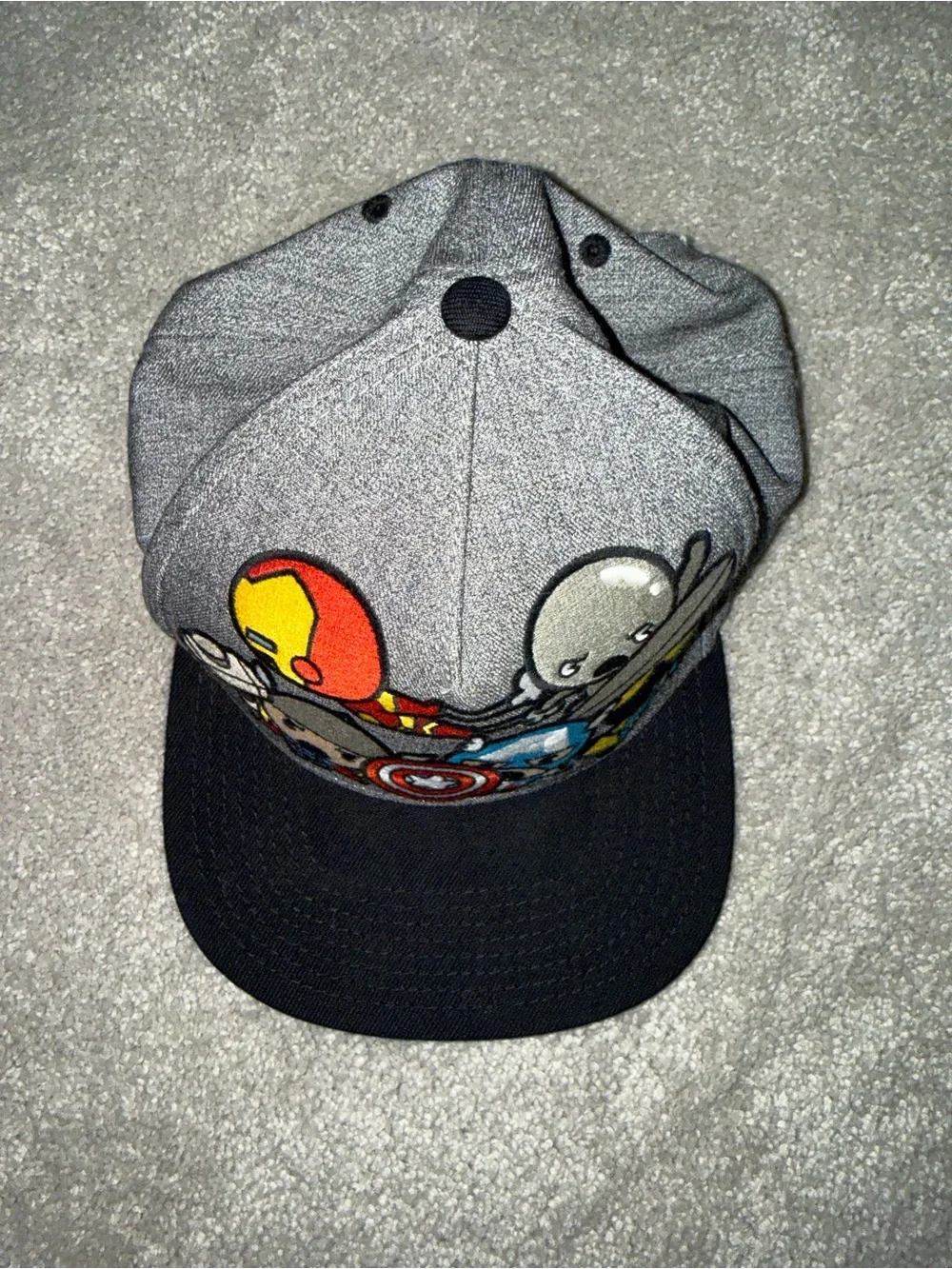 Marvel Avengers Chibi Superhero’s Gray and Black Logo Cap